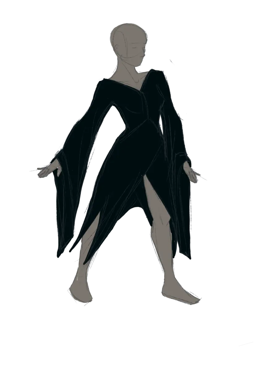 Half length dress design illustration