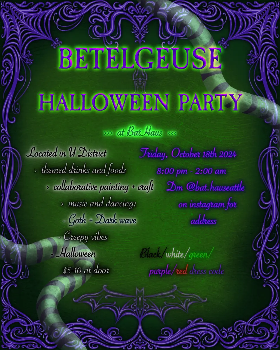 Beetlejuice-themed party poster